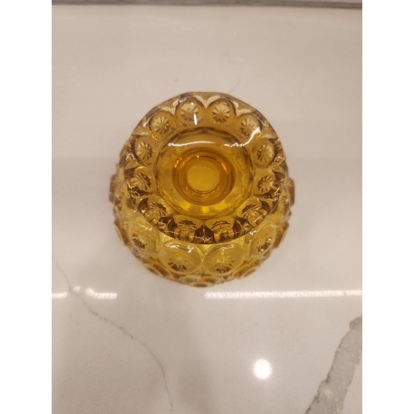 Vintage LE Smith Amber Glass Single Taper Candle Stick Holder Bowl - Picture 8 of 10